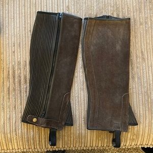 Brown genuine suede Half Chaps